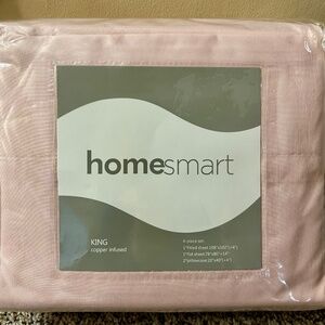 NEW Homesmart Copper Infused King Size Sheet Set 4 Piece - Pink